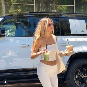 bo&tee ribbed strapless top & matching flare leggings